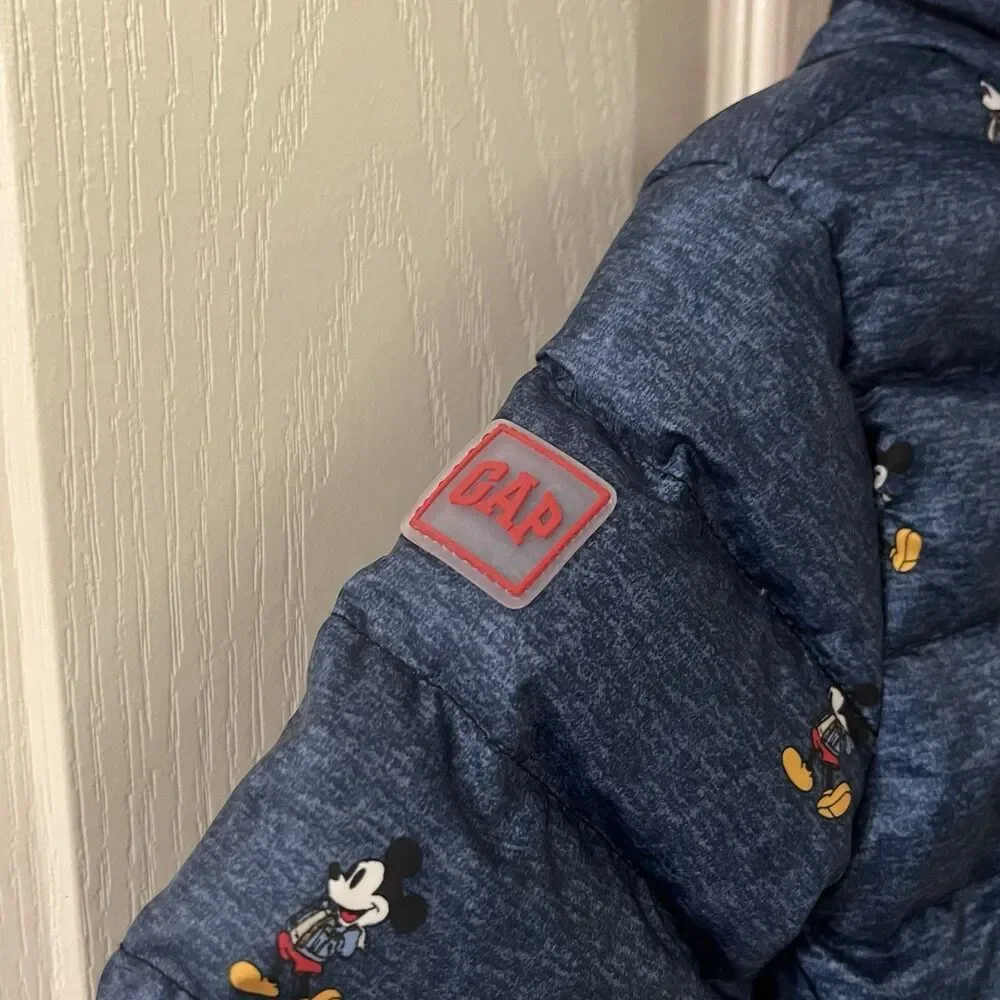 babyGap x Disney Baby Mickey Mouse Down Puffer Jacket Blue Boys Size 6-12 Months